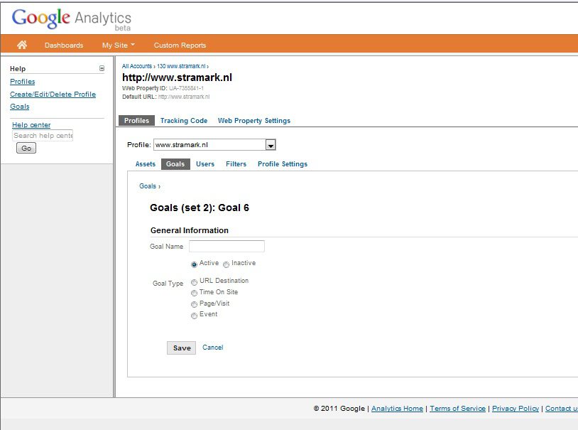 Doelen instellen in Google Analytics stap 2